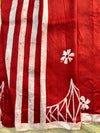 Red & White Bishnupuri Silk Saree