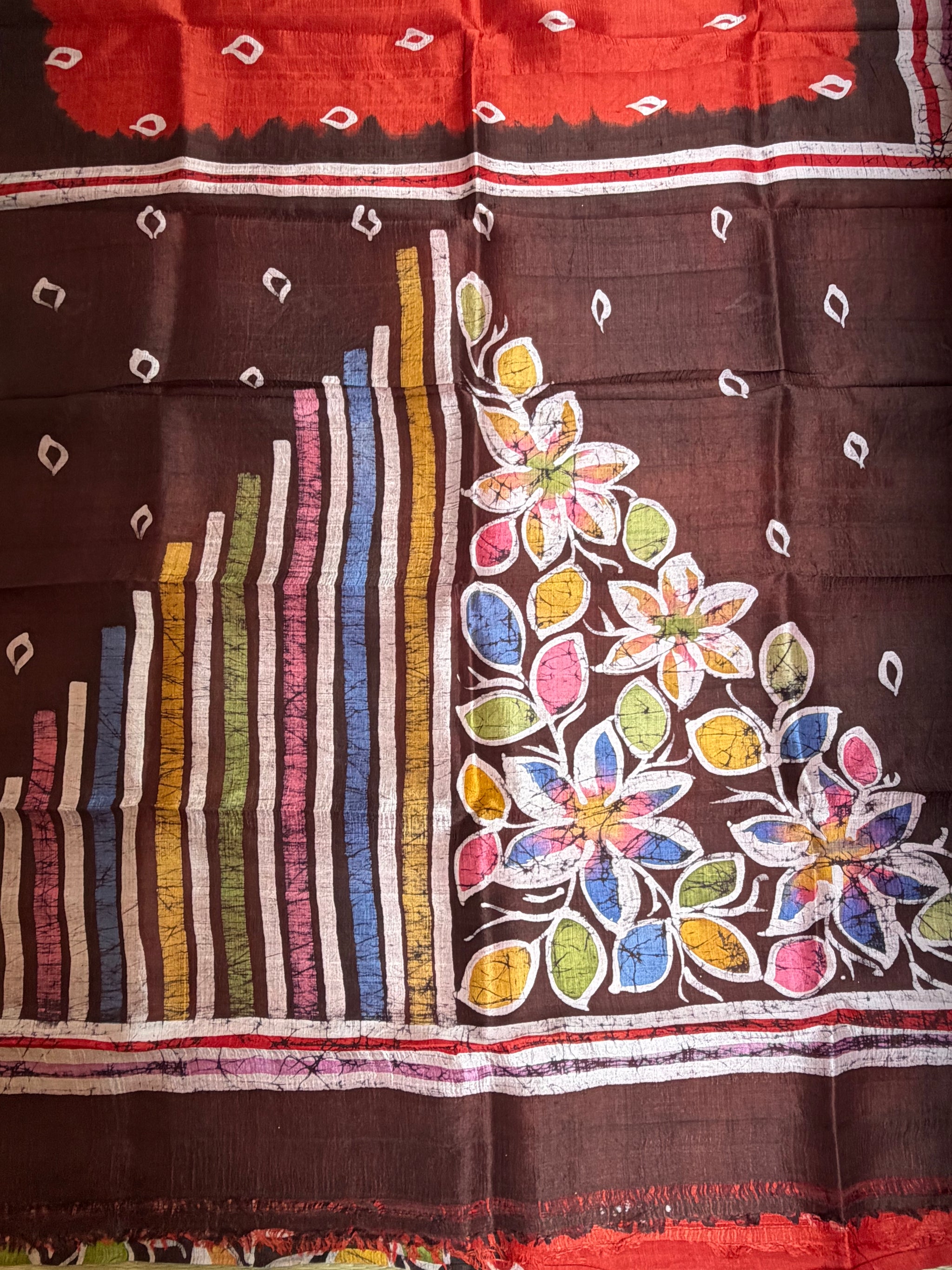 Rust & Brown Pure Bishnupuri Silk Saree