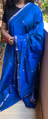 Royal Blue & Green Maheswari Silk Cotton Handloom Saree