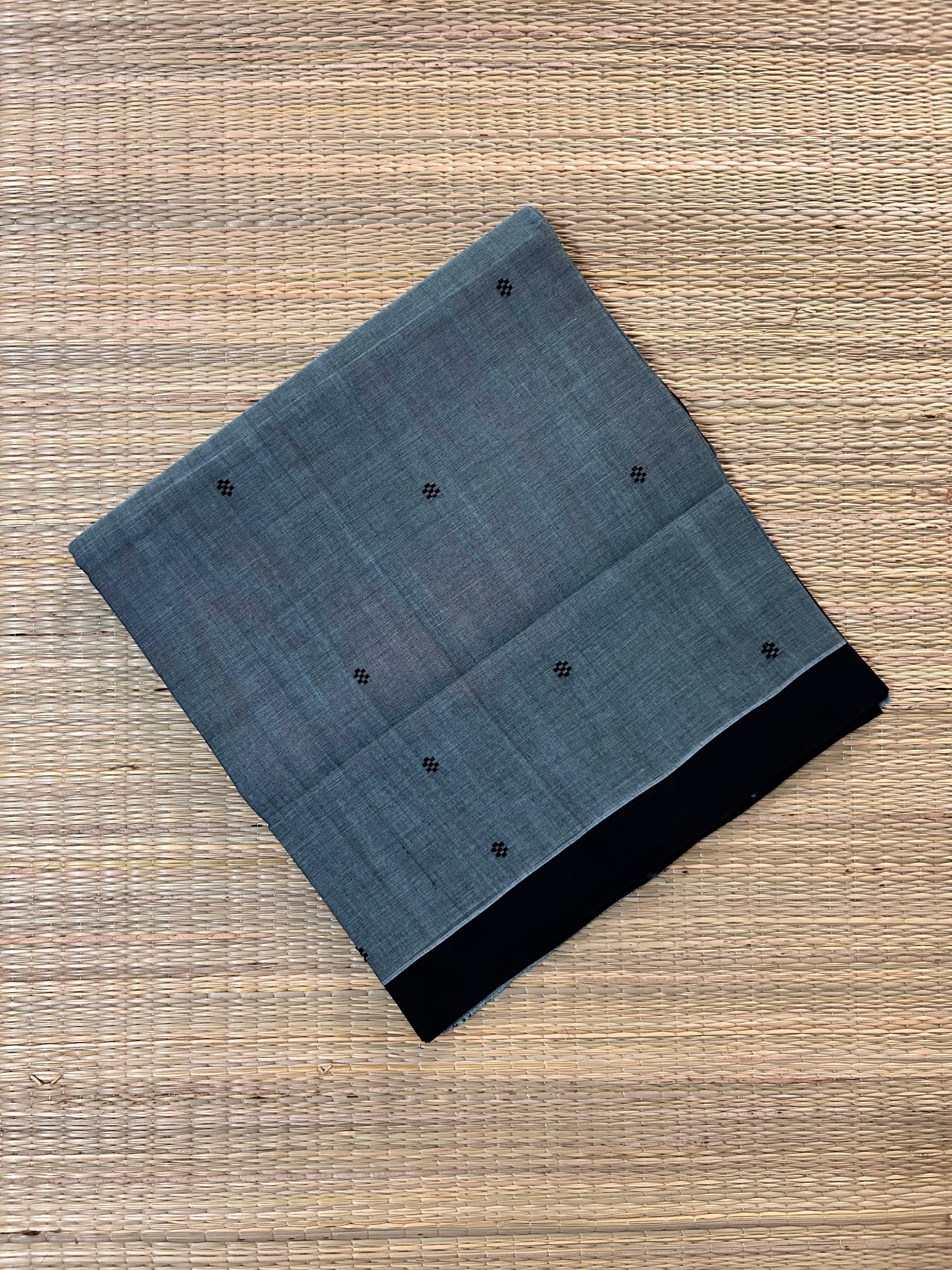 Slate Gray and Black Godavari Cotton Saree