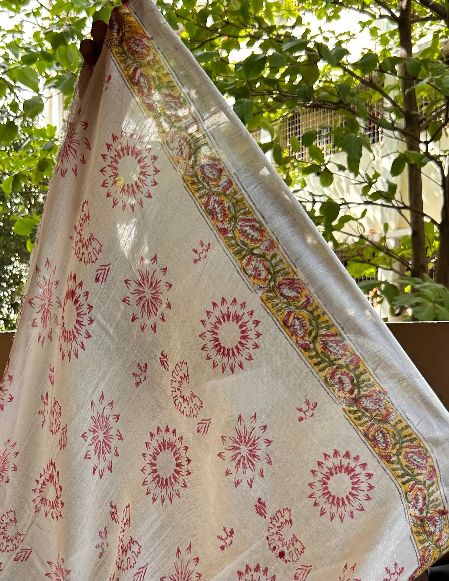 Yellow Linen cotton Saree