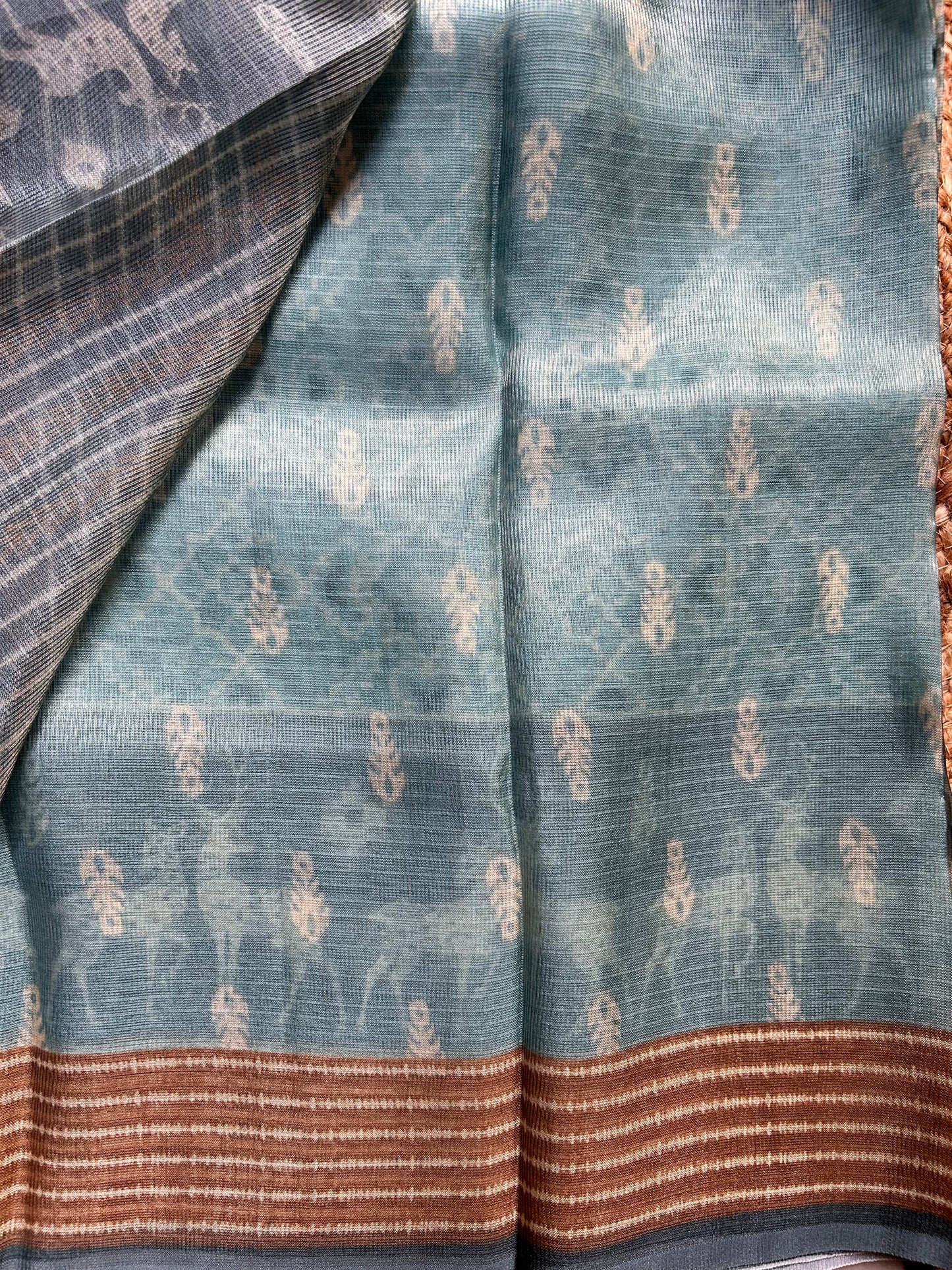 Bluish Green Kota Tissue Saree