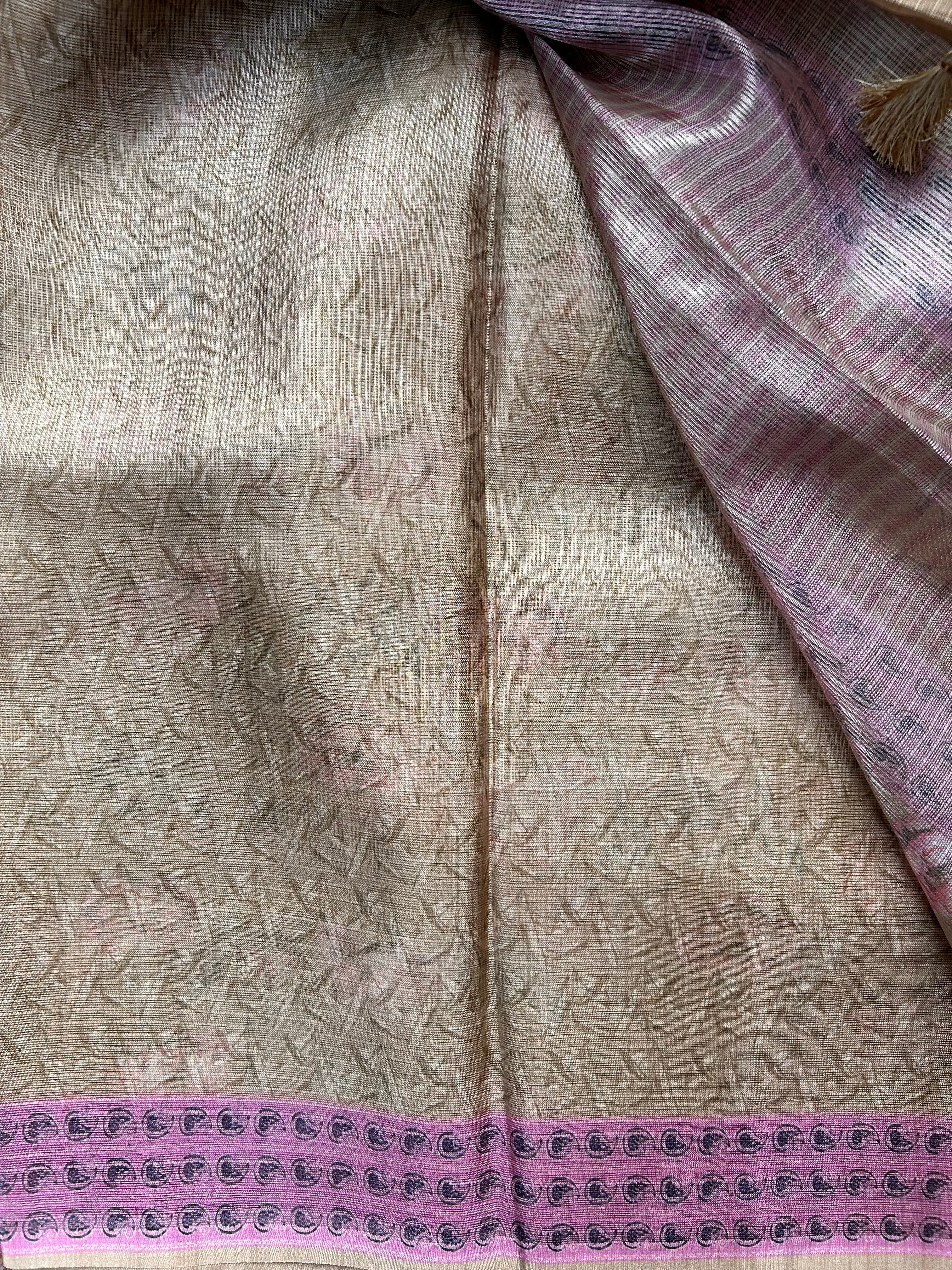 Mustard Kota Tissue Saree