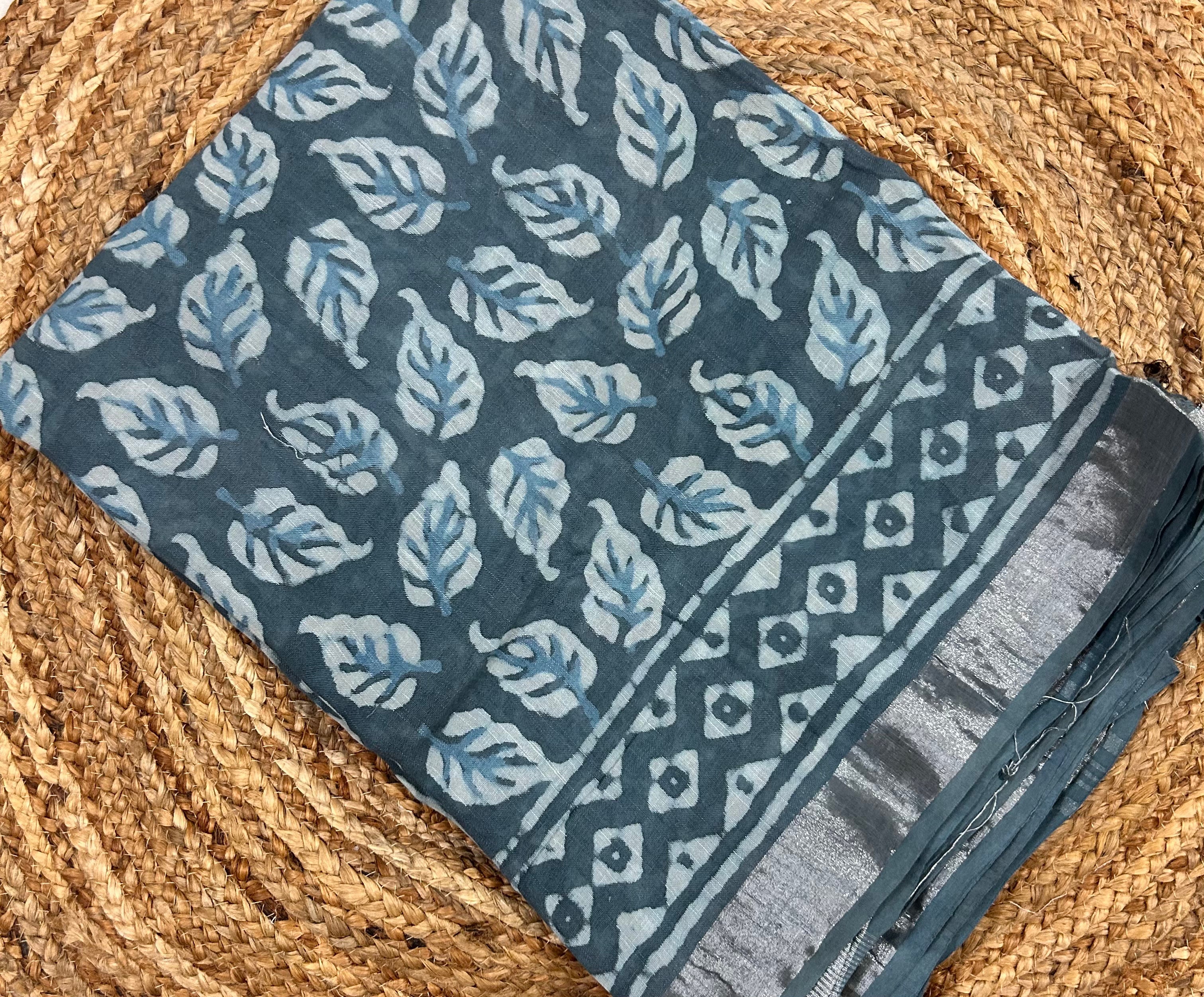 Cement Colour Linen cotton Saree