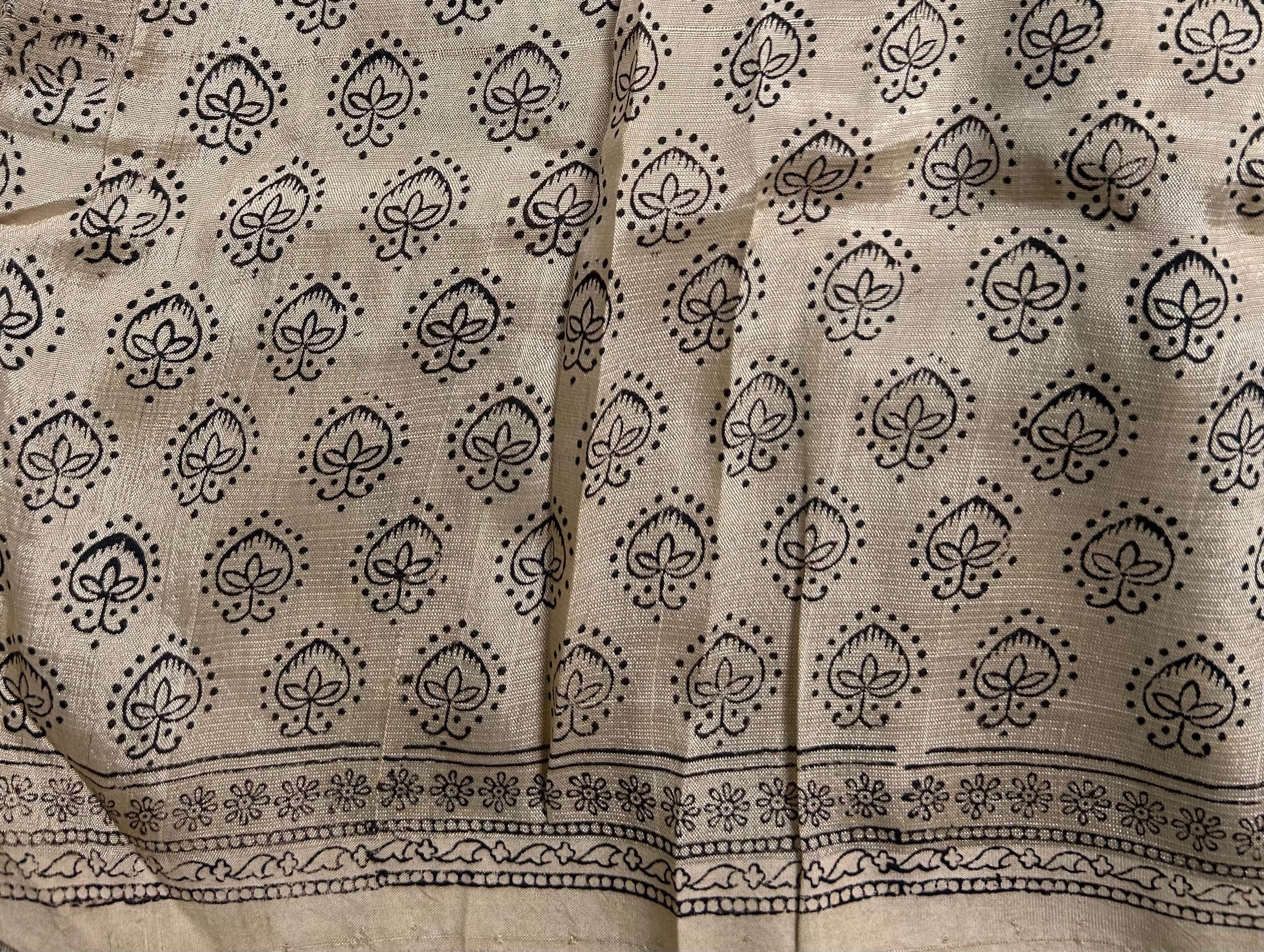 Mangalagiri SilkCotton Kalamkari Handblock Printed Saree - 3