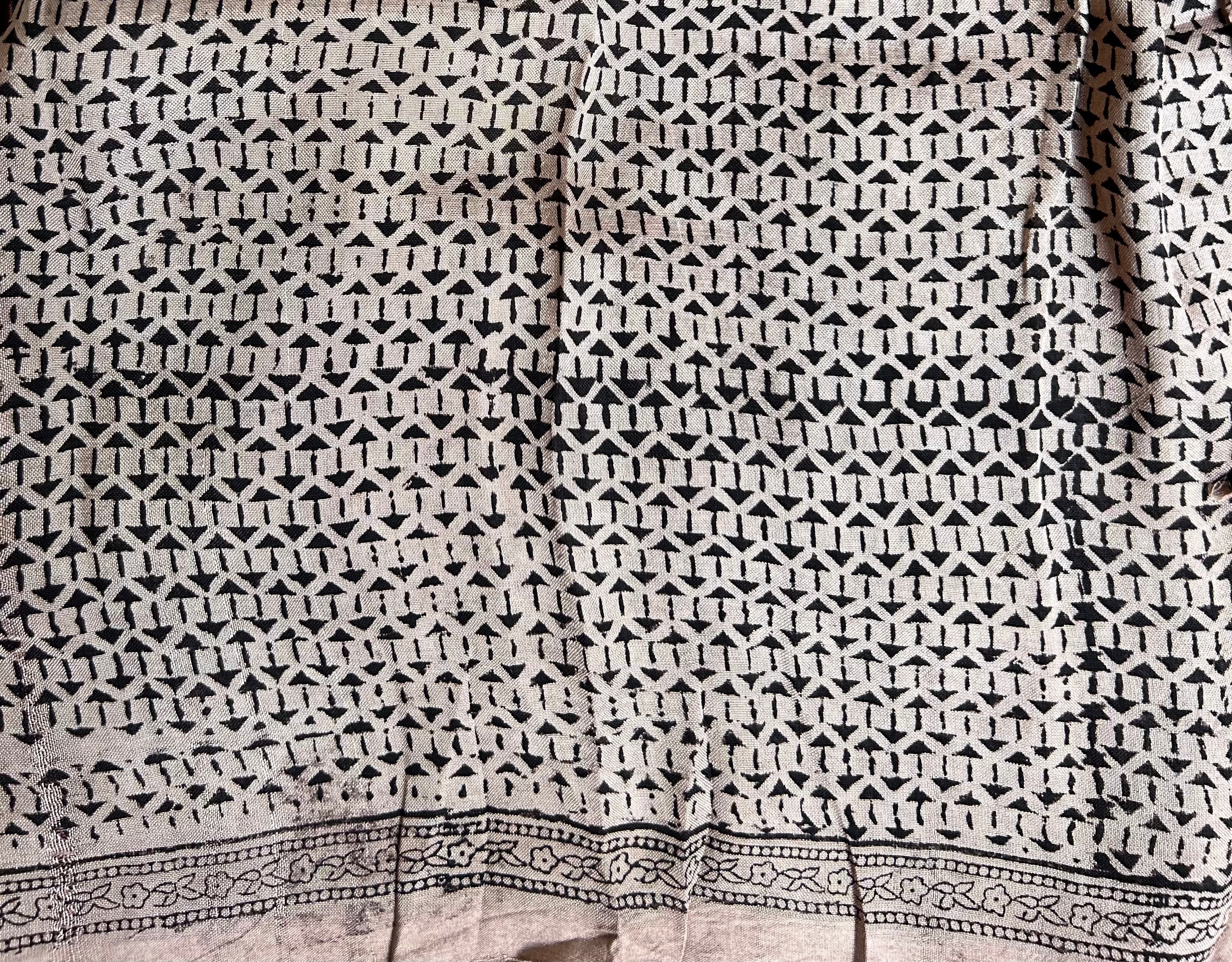 Mangalagiri SilkCotton Kalamkari Handblock Printed Saree - 5