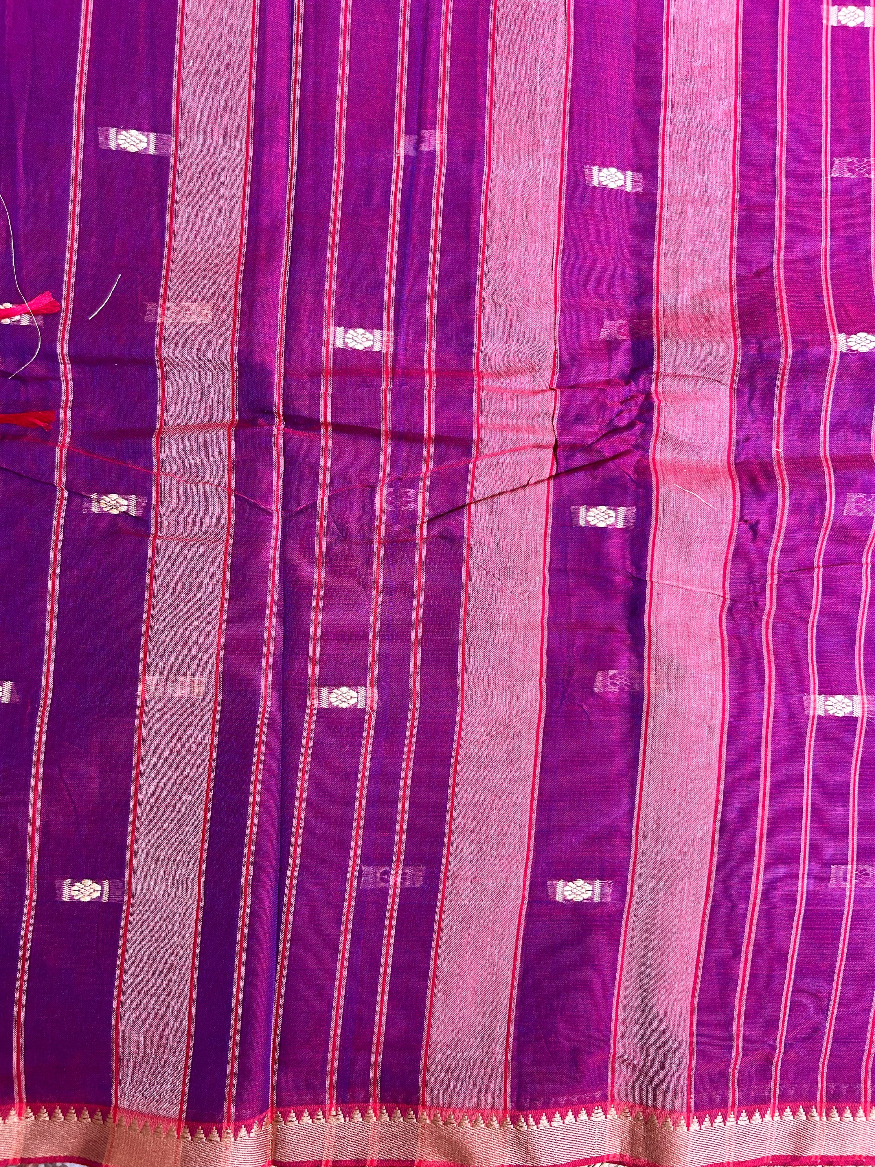 Purple & Red  Narayanpet Cotton Saree