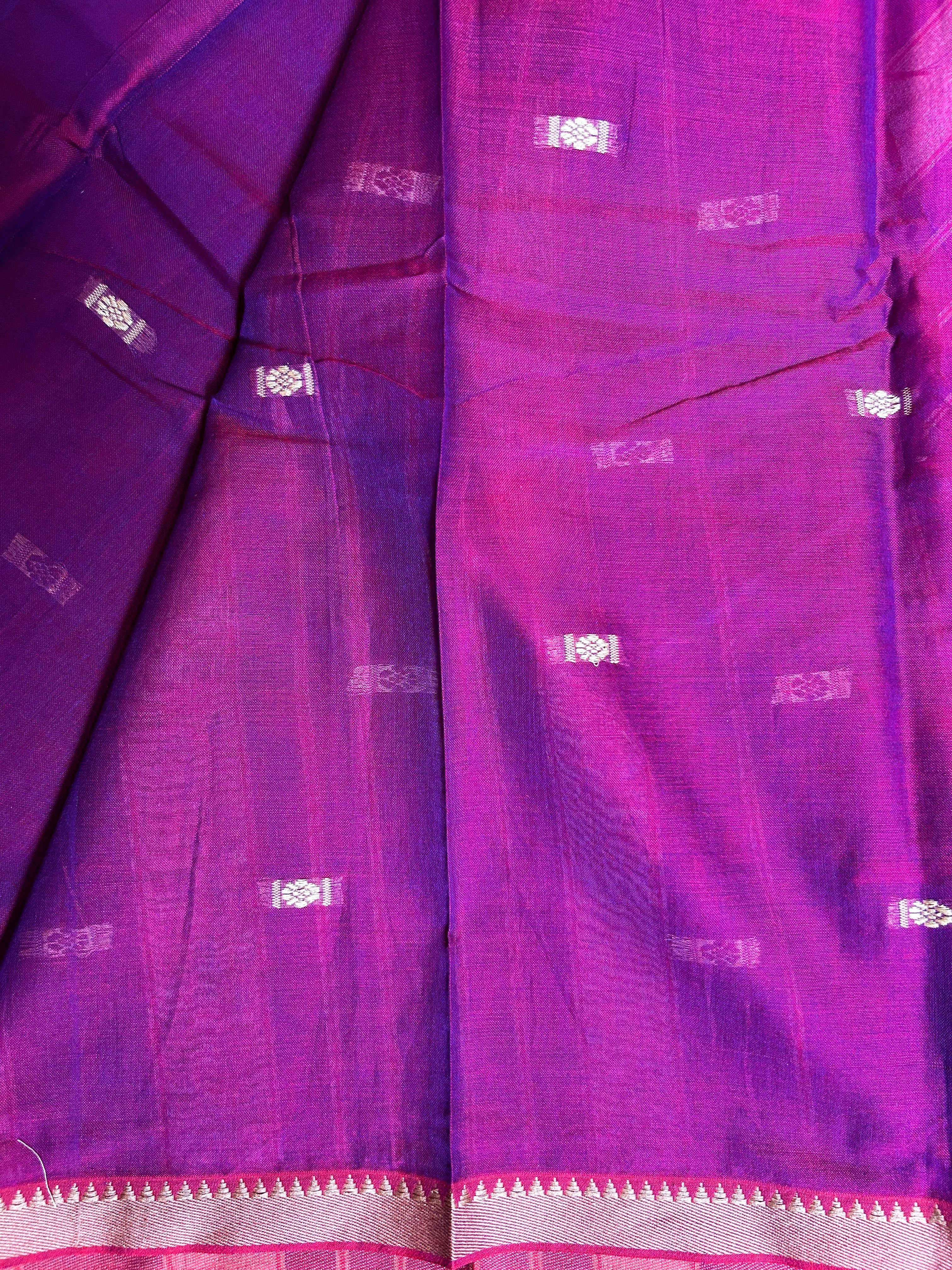 Purple & Red  Narayanpet Cotton Saree