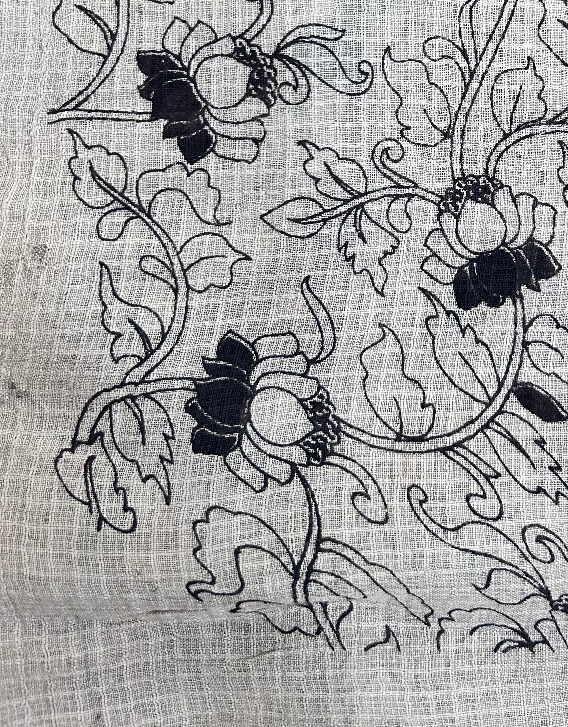 Kalamkari Black Kota Cotton Saree