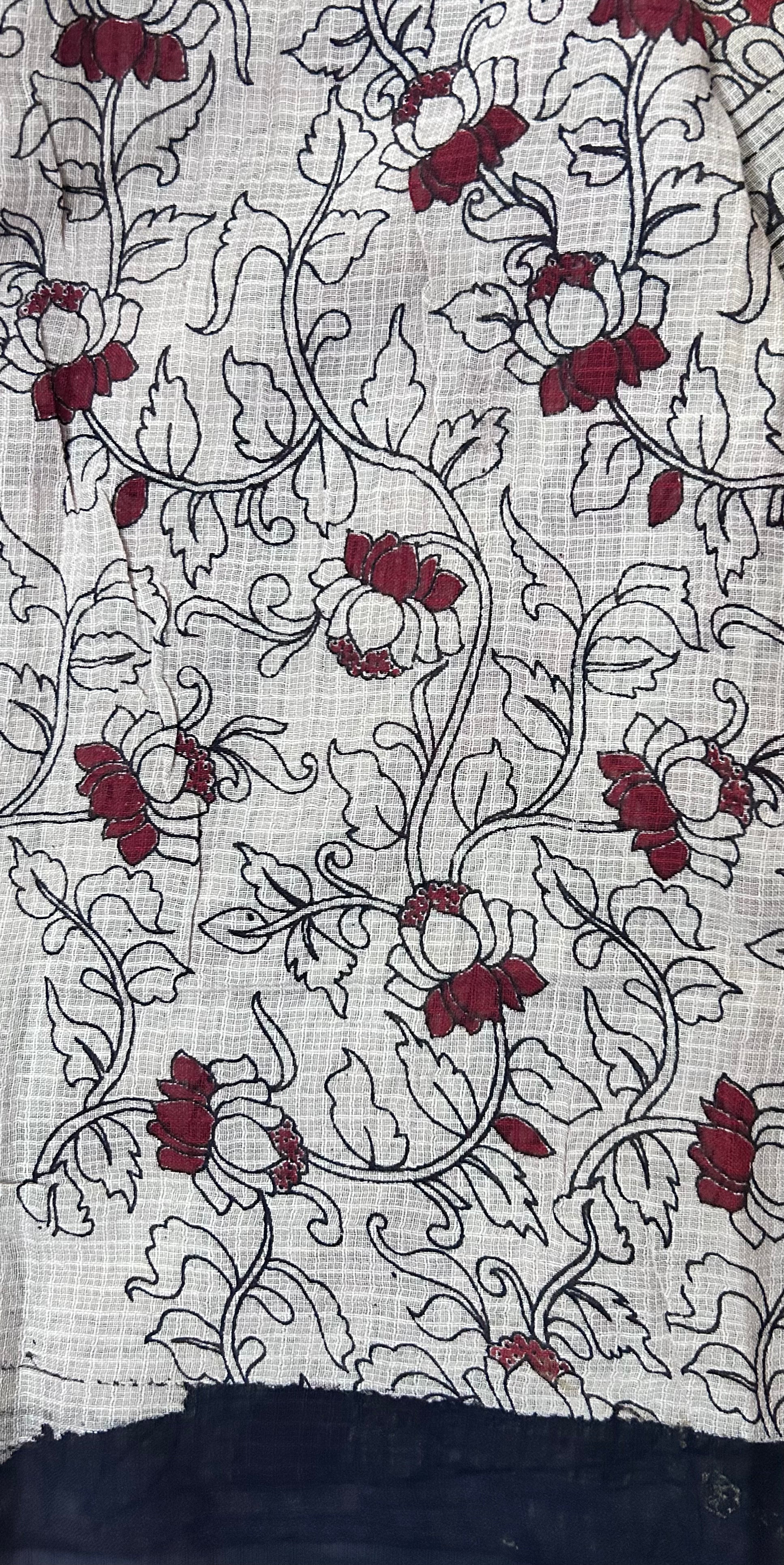 Kalamkari Brick Red Kota Cotton Saree