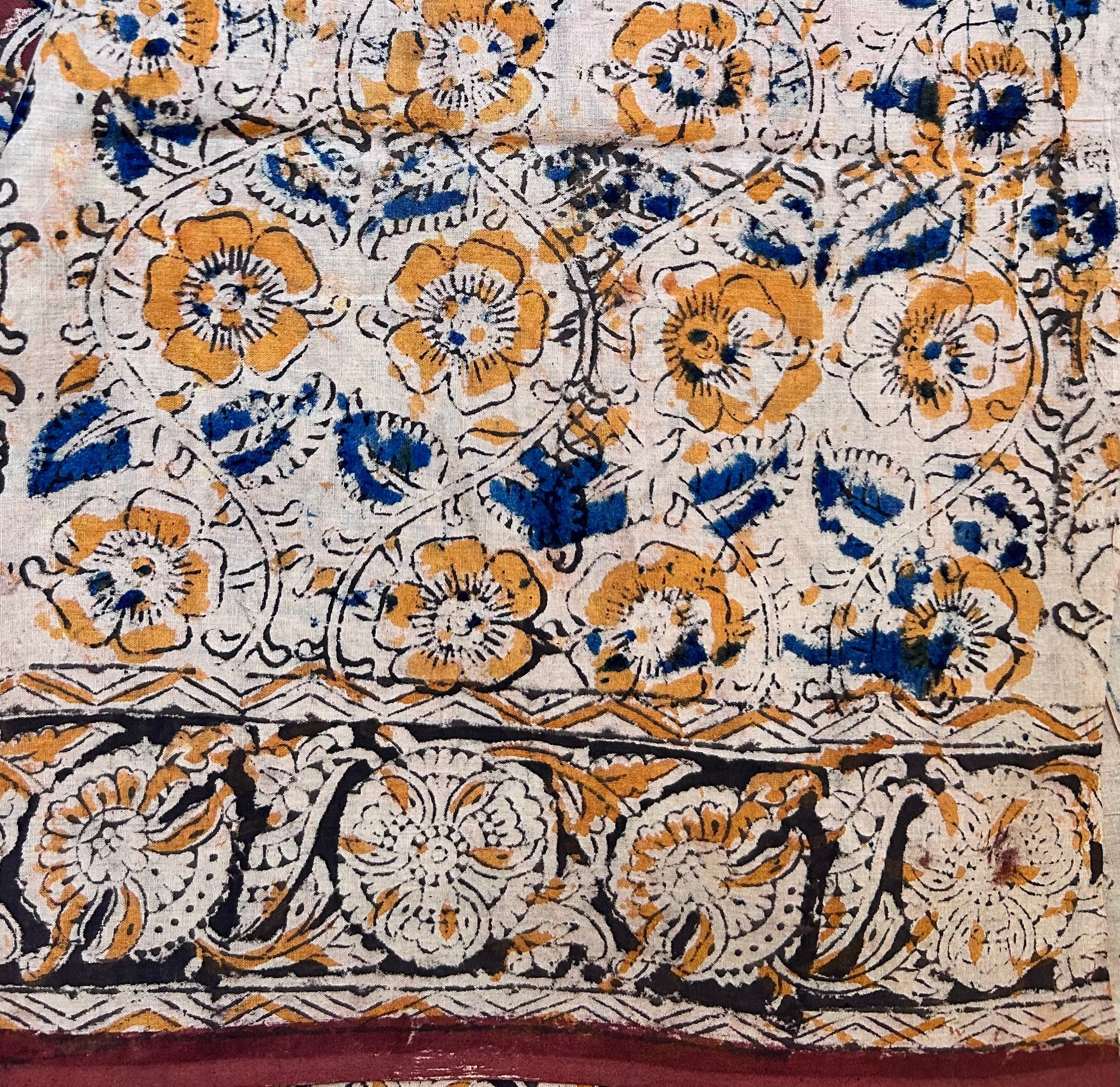 Kalamkari Handblock printed Cotton Saree - 2