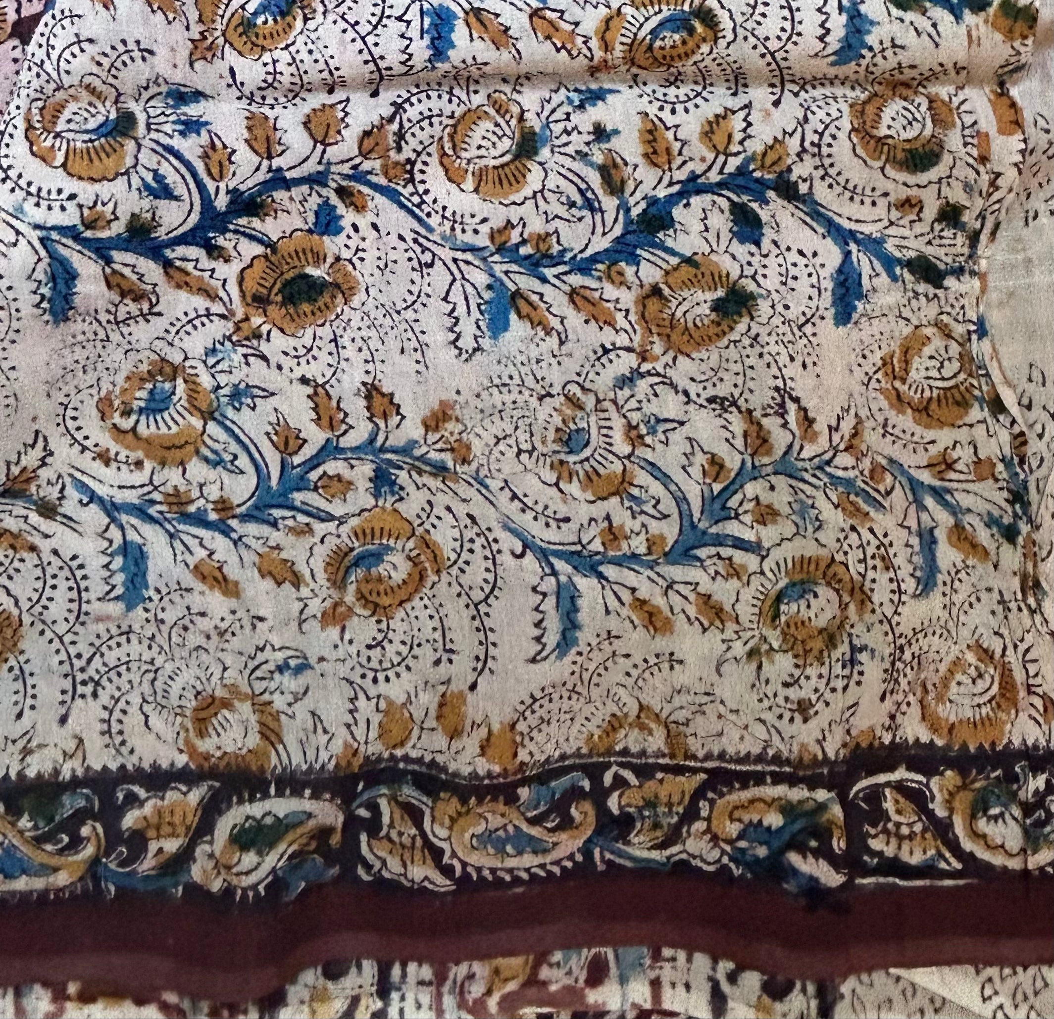 Kalamkari Handblock printed Cotton Saree - 3