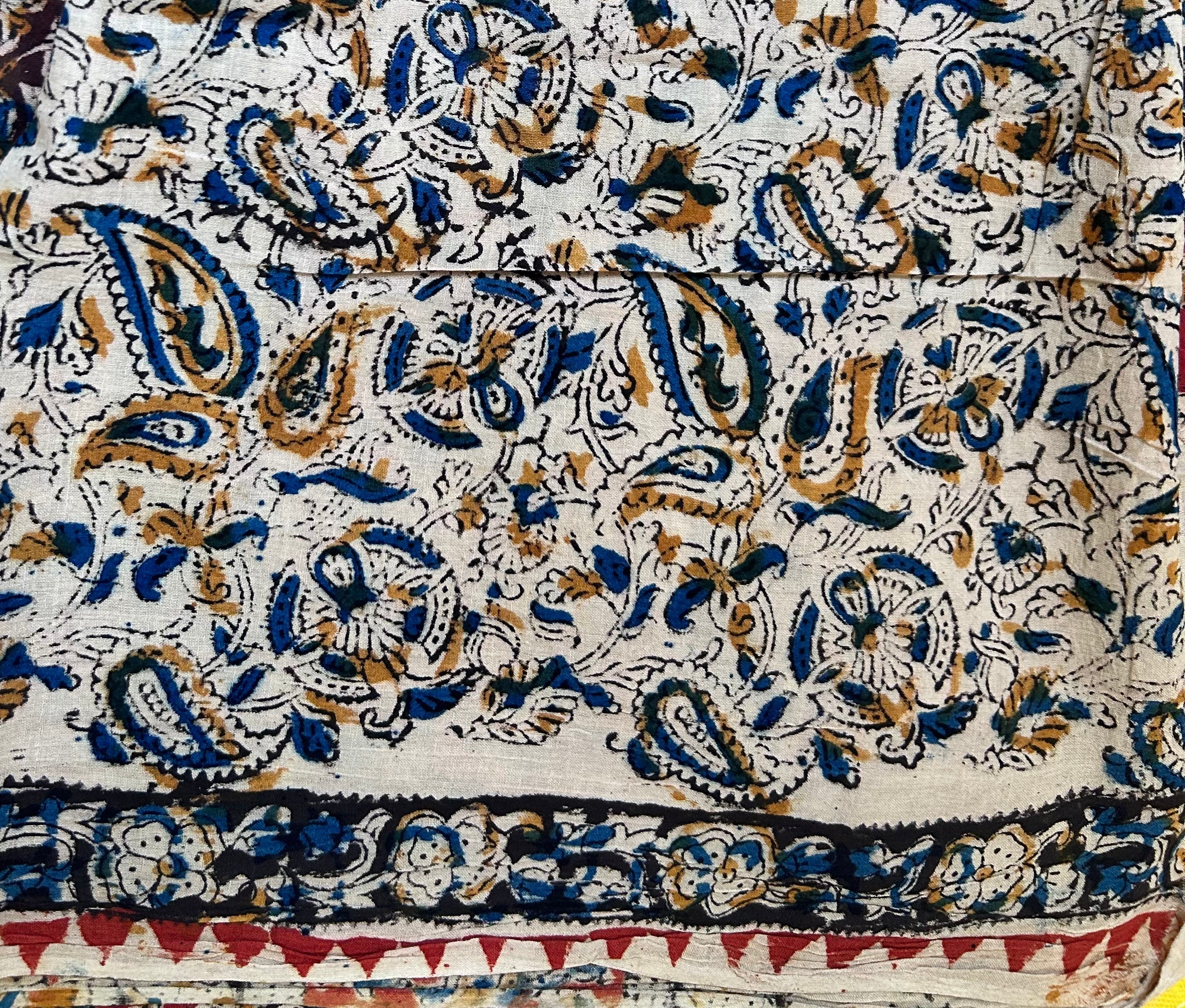 Kalamkari Handblock printed Cotton Saree - 4