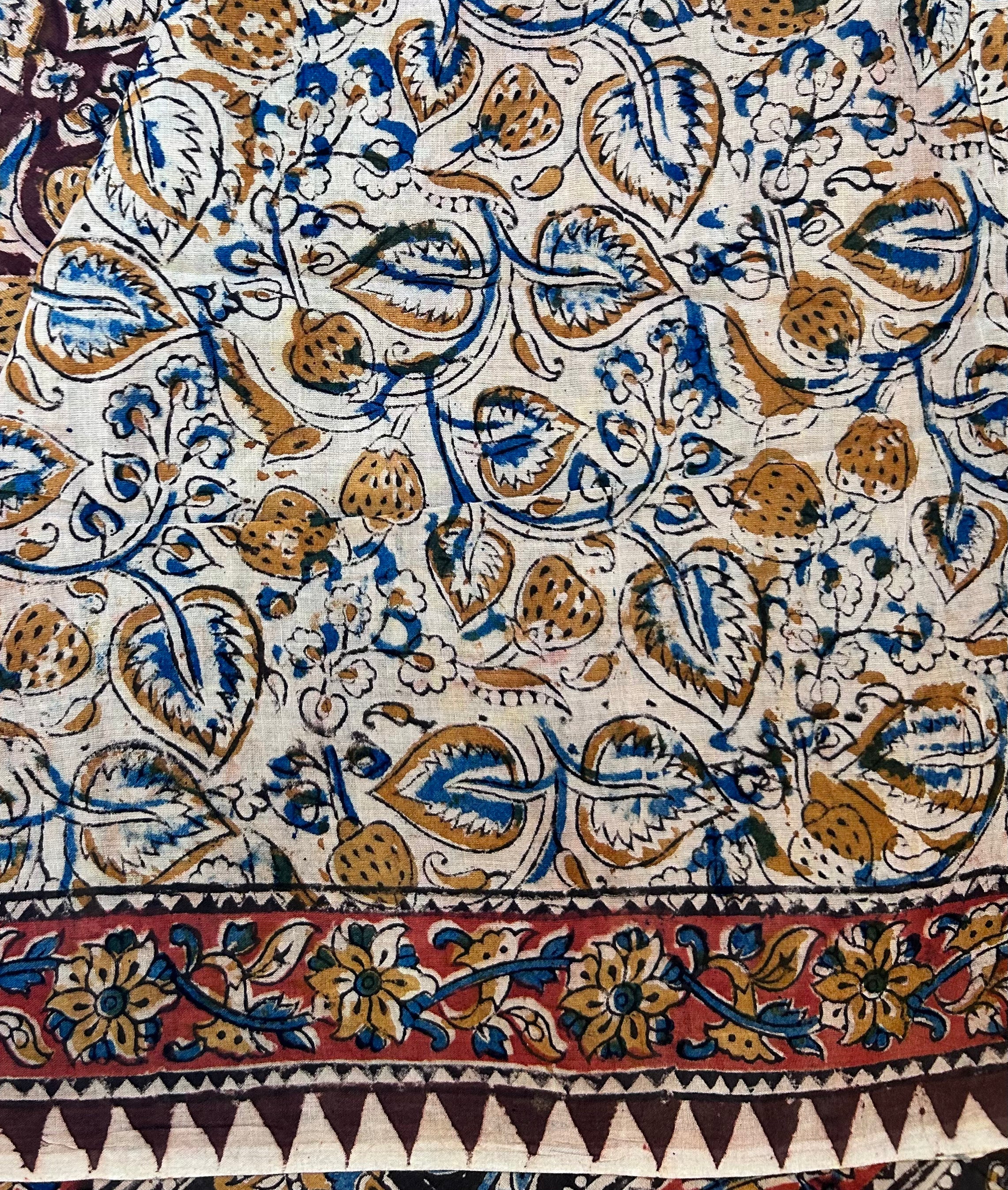 Kalamkari Handblock printed Cotton Saree - 7