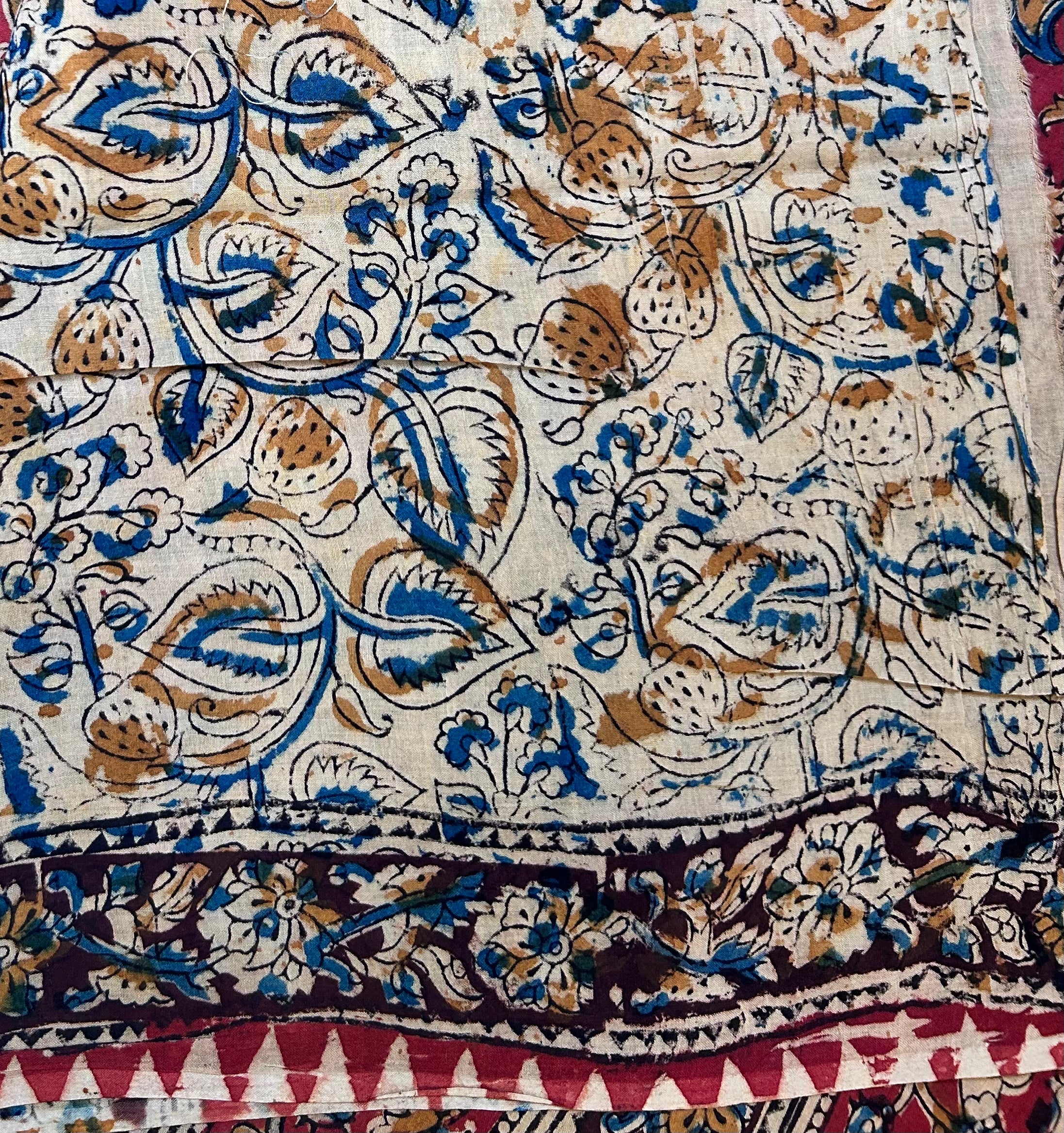 Kalamkari Handblock printed Cotton Saree - 9