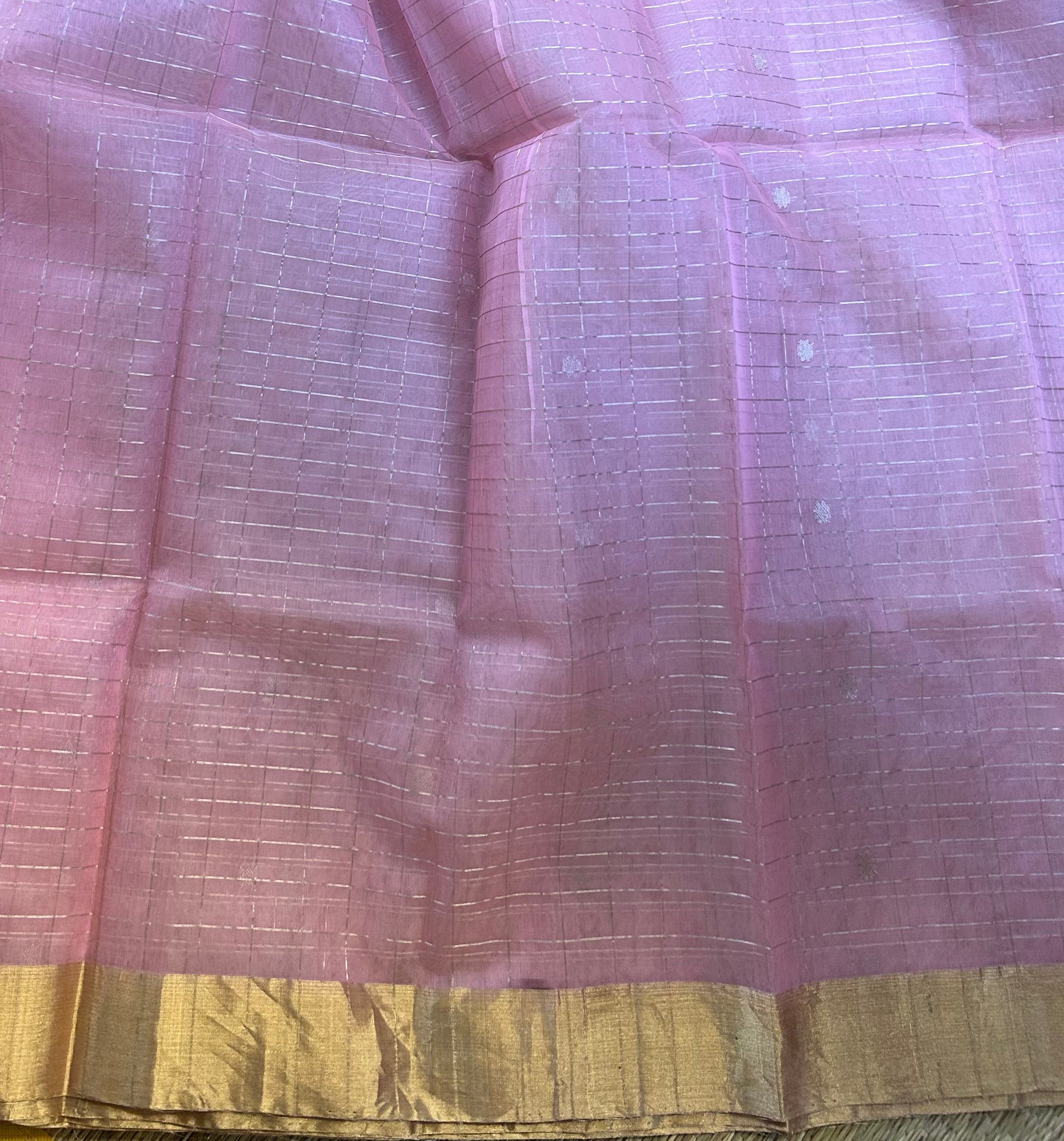 Baby Pink Chanderi Katan Silk Saree