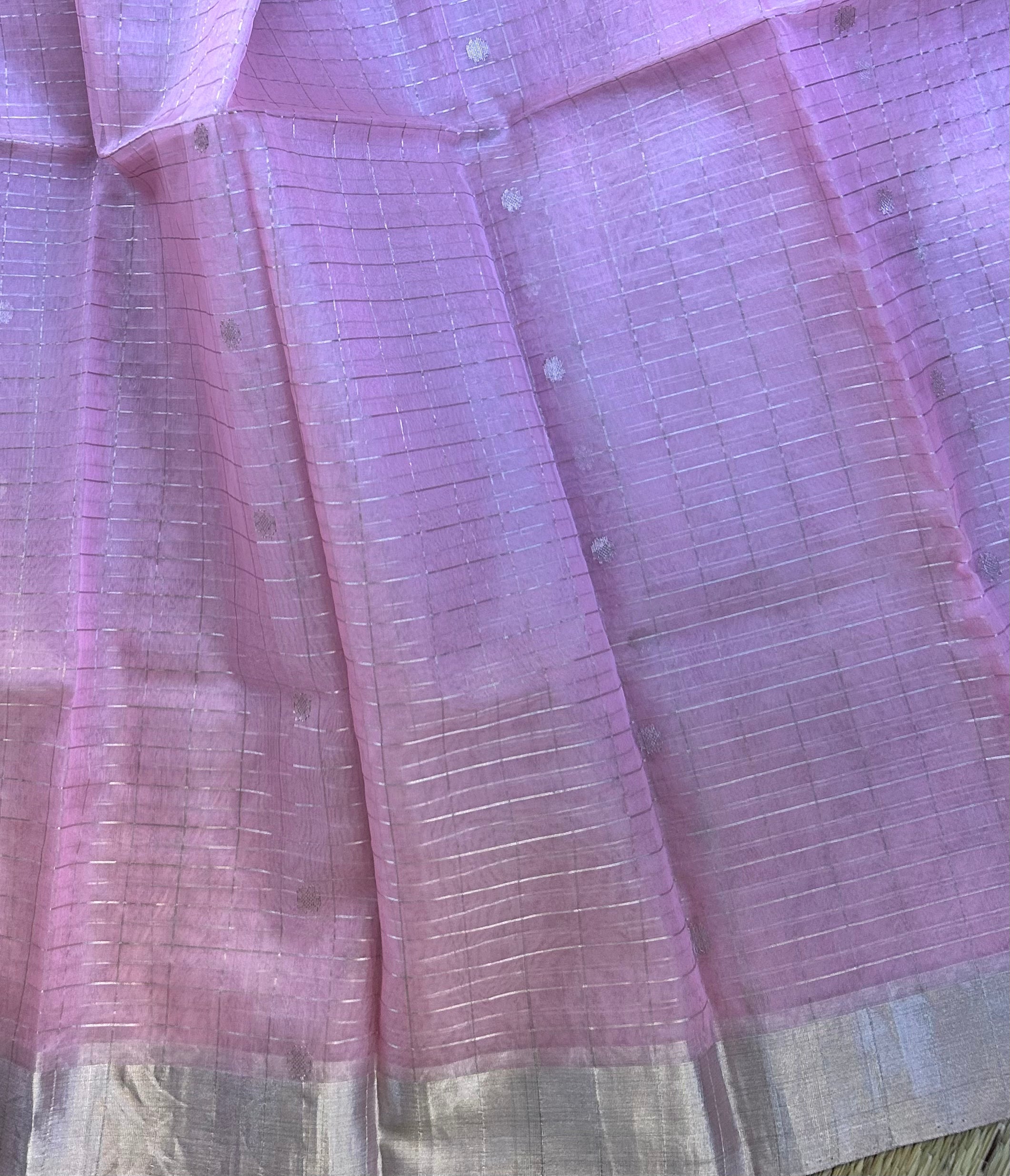 Baby Pink Chanderi Katan Silk Saree