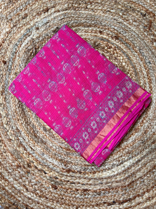 Rani Pink Kota Doria Saree