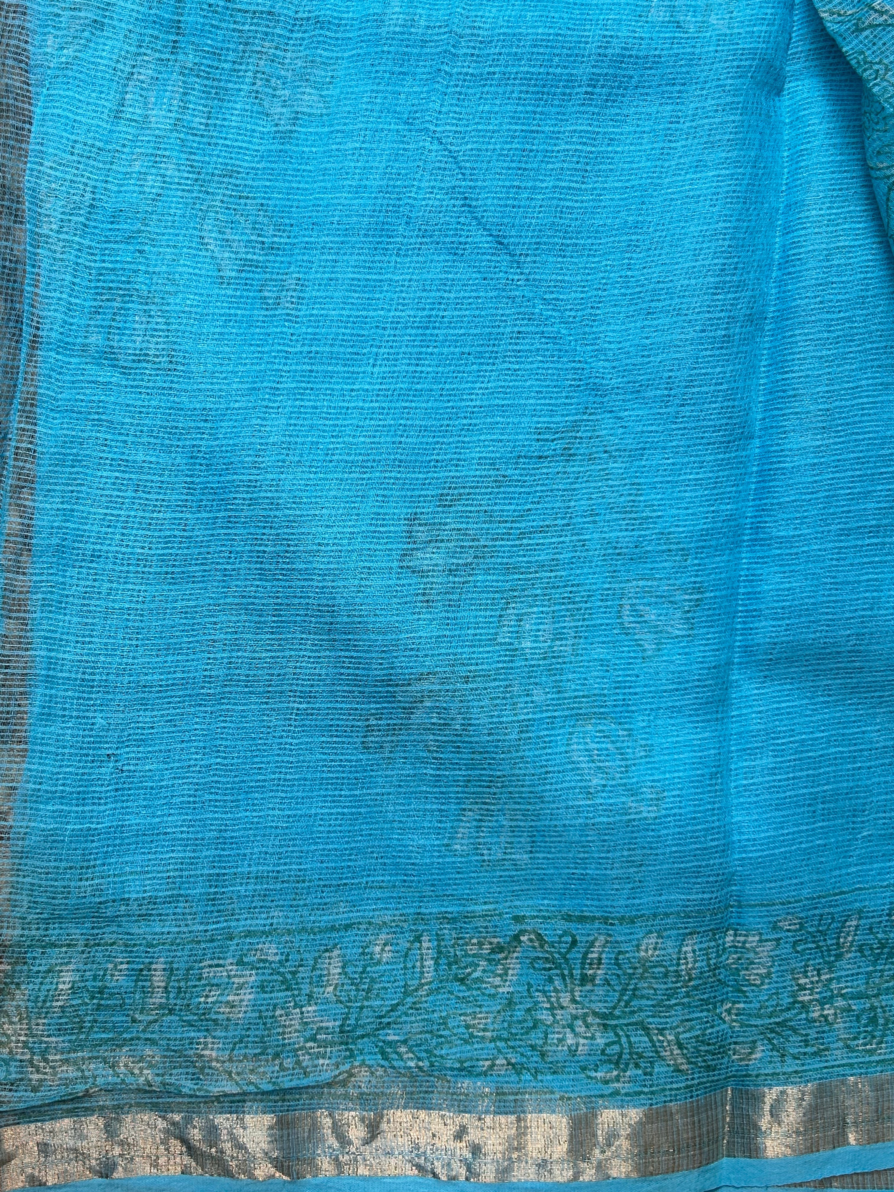 Blue Kota Doria Saree