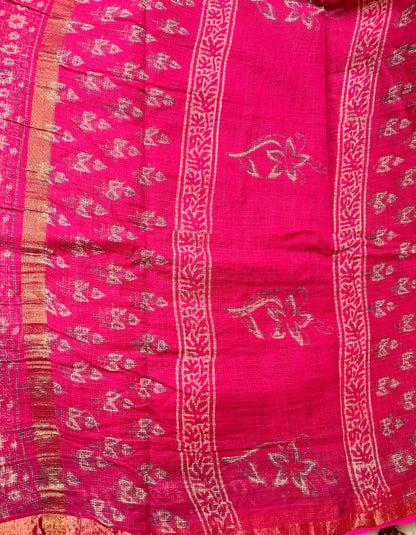 Rani Pink Kota Doria Saree