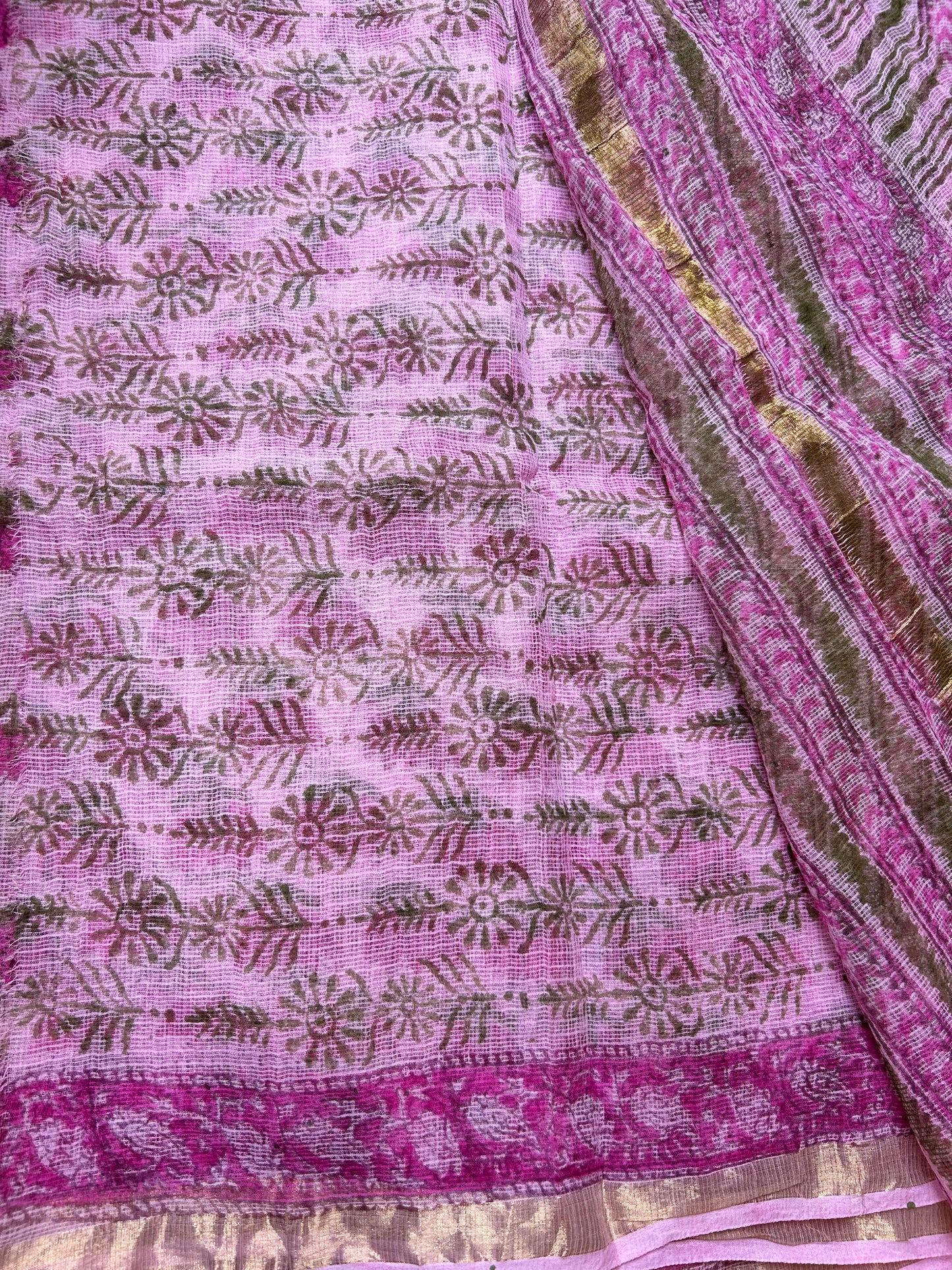 Pink Kota Doria Saree