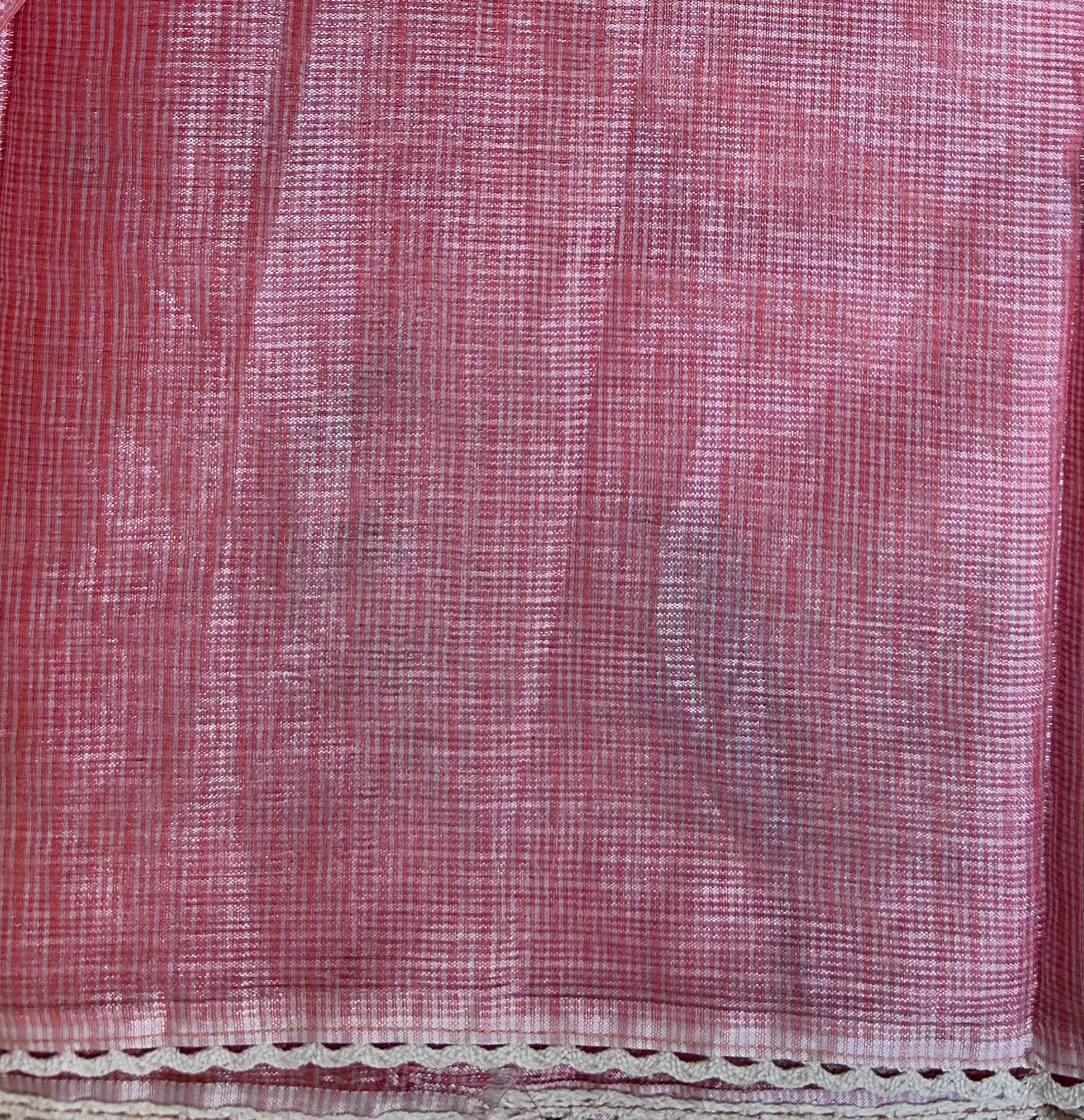 Peach Kota Silk mix Saree ( machine embroidery )