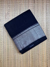 Black Narayanpet Cotton Saree with Silver Zari Border