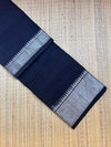 Black Narayanpet Cotton Saree with Silver Zari Border