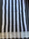 Black Narayanpet Cotton Saree with Silver Zari Border