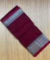 Maroon Narayanpet Cotton Saree with Silver Zari Border