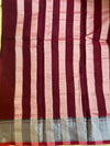 Maroon Narayanpet Cotton Saree with Silver Zari Border