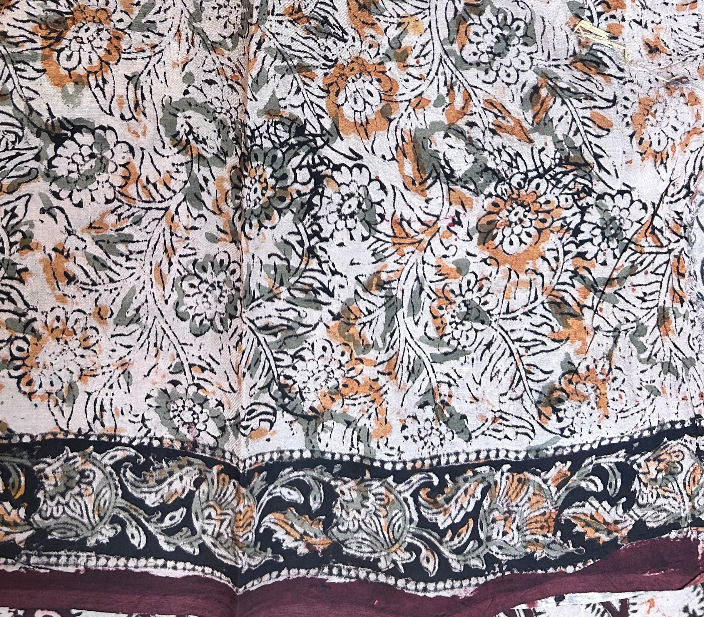 Handblock printed Kalamakari Silk Saree - 3