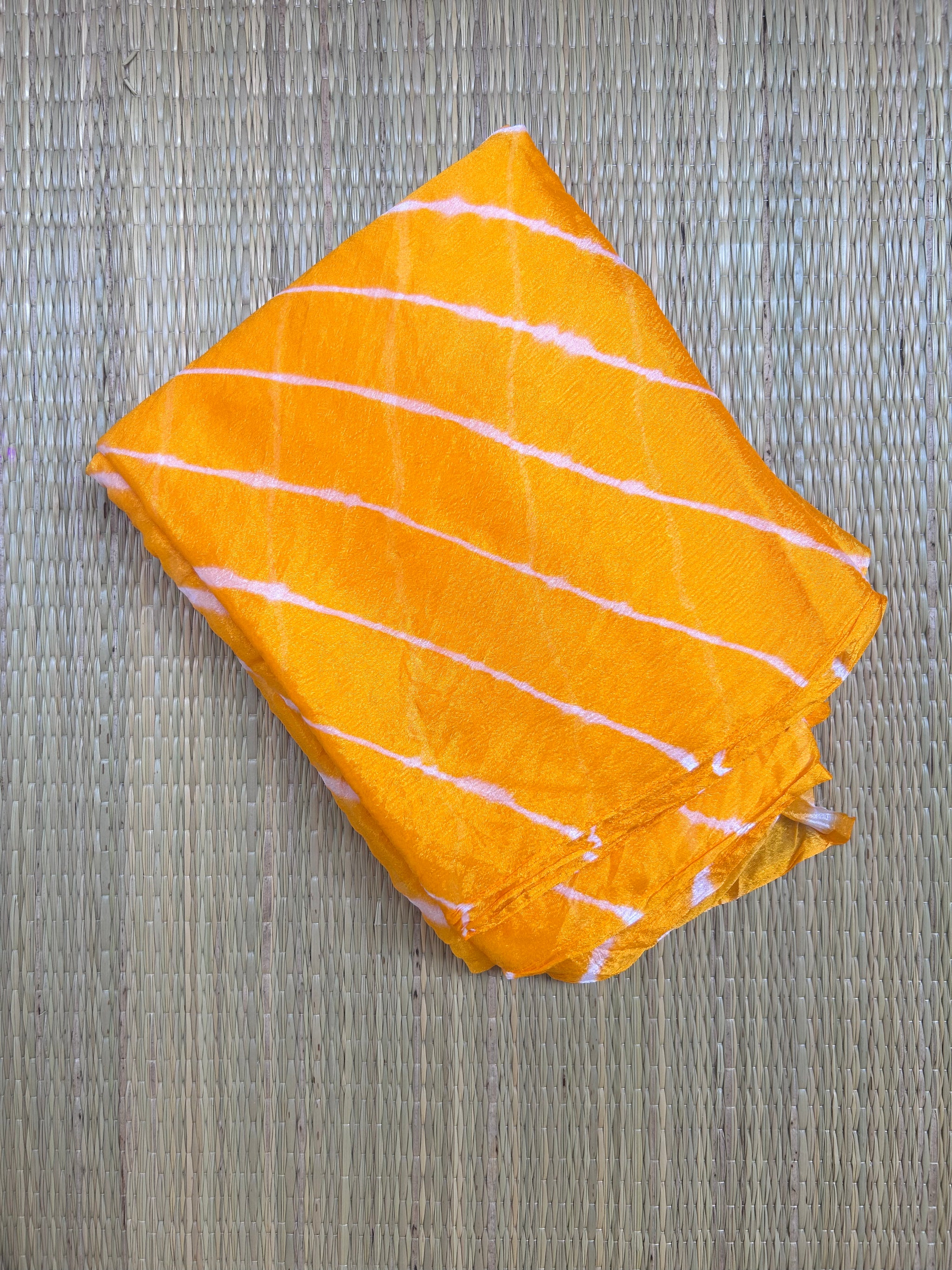 Yellow Chinon Leheriya Saree
