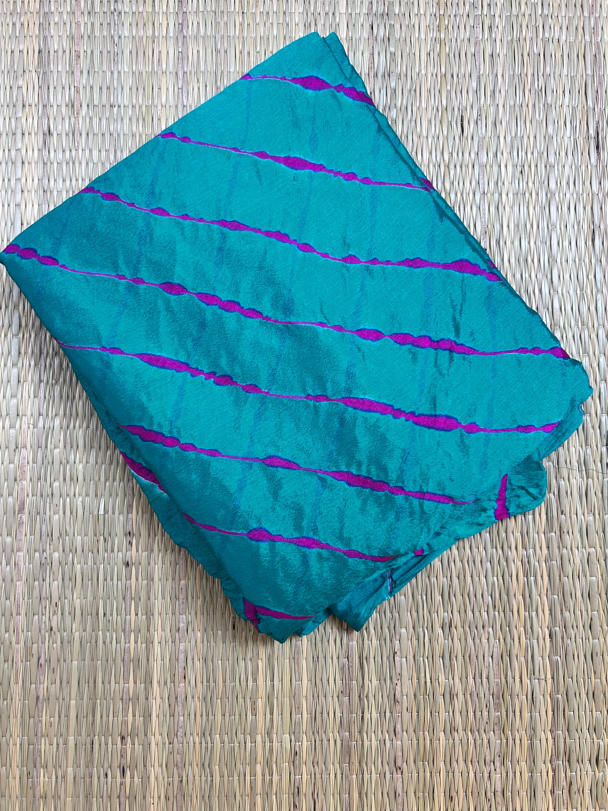 Teal Green Chinon Leheriya Saree