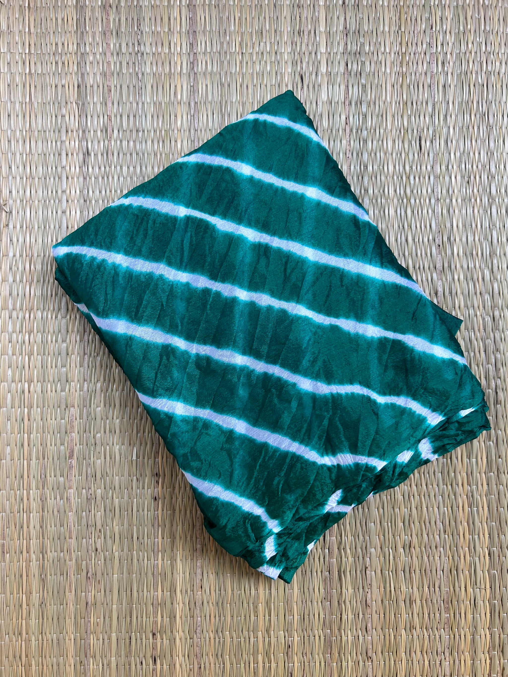 Bottle Green Chinon Leheriya Saree