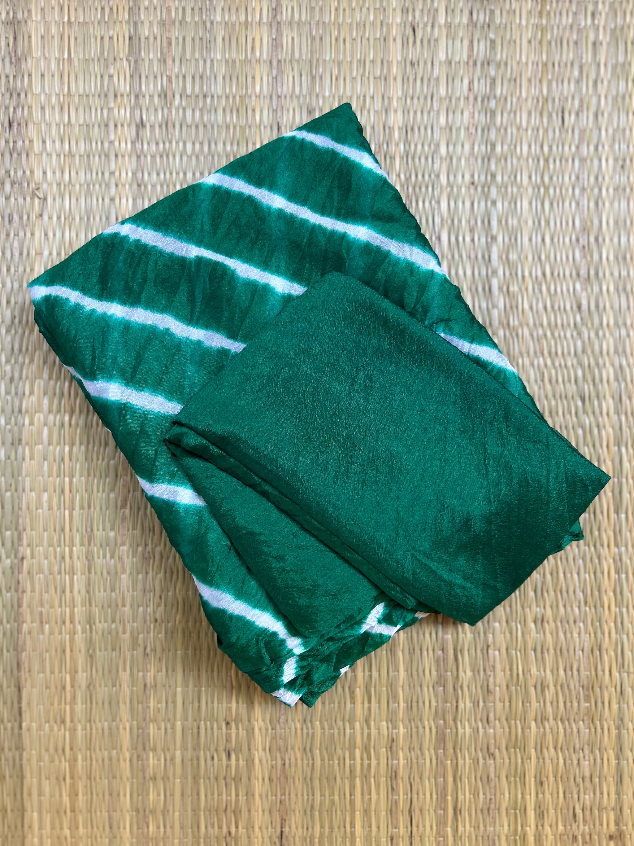 Bottle Green Chinon Leheriya Saree