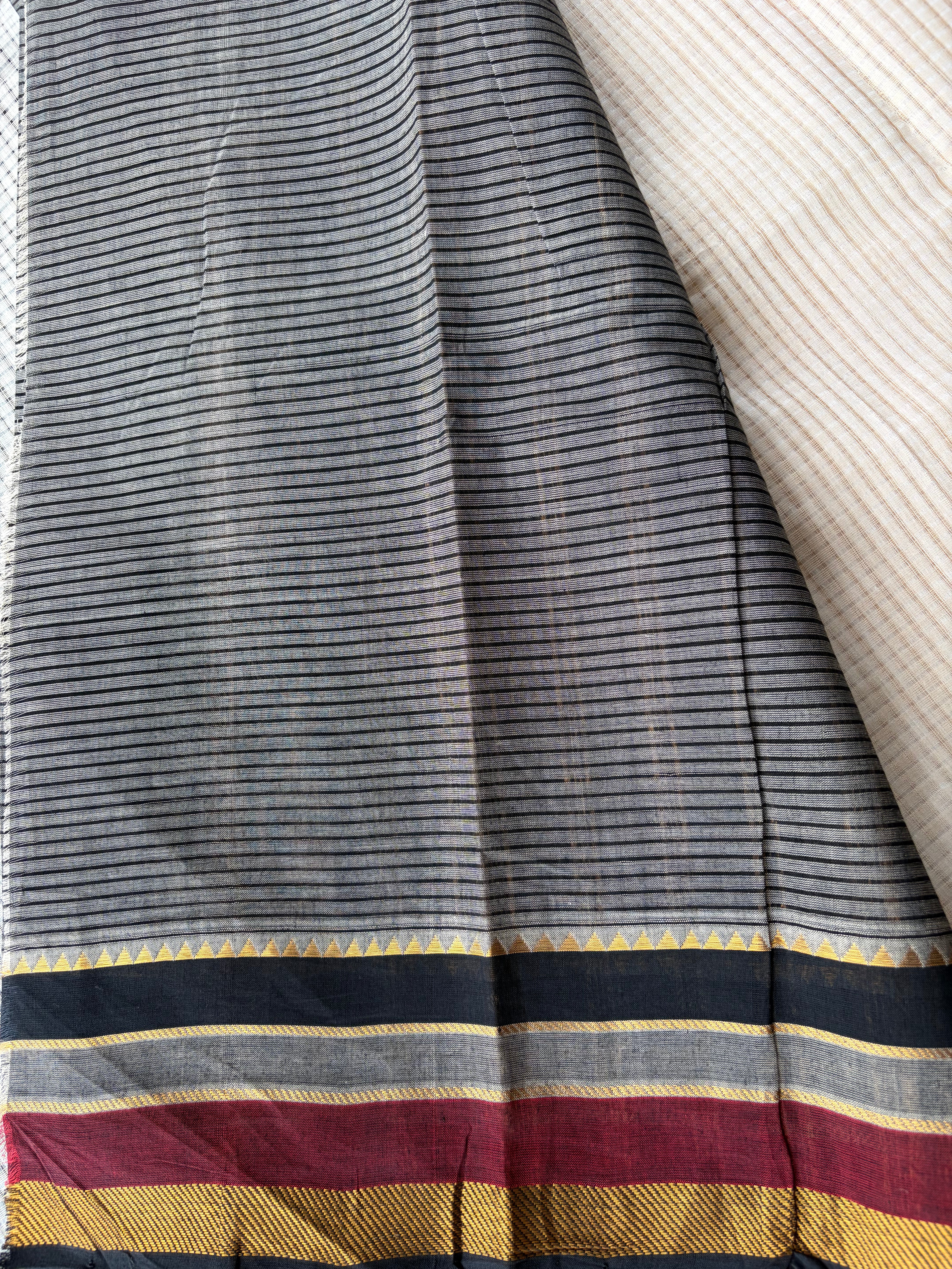 Beige Handloom Mangalagiri Cotton Saree