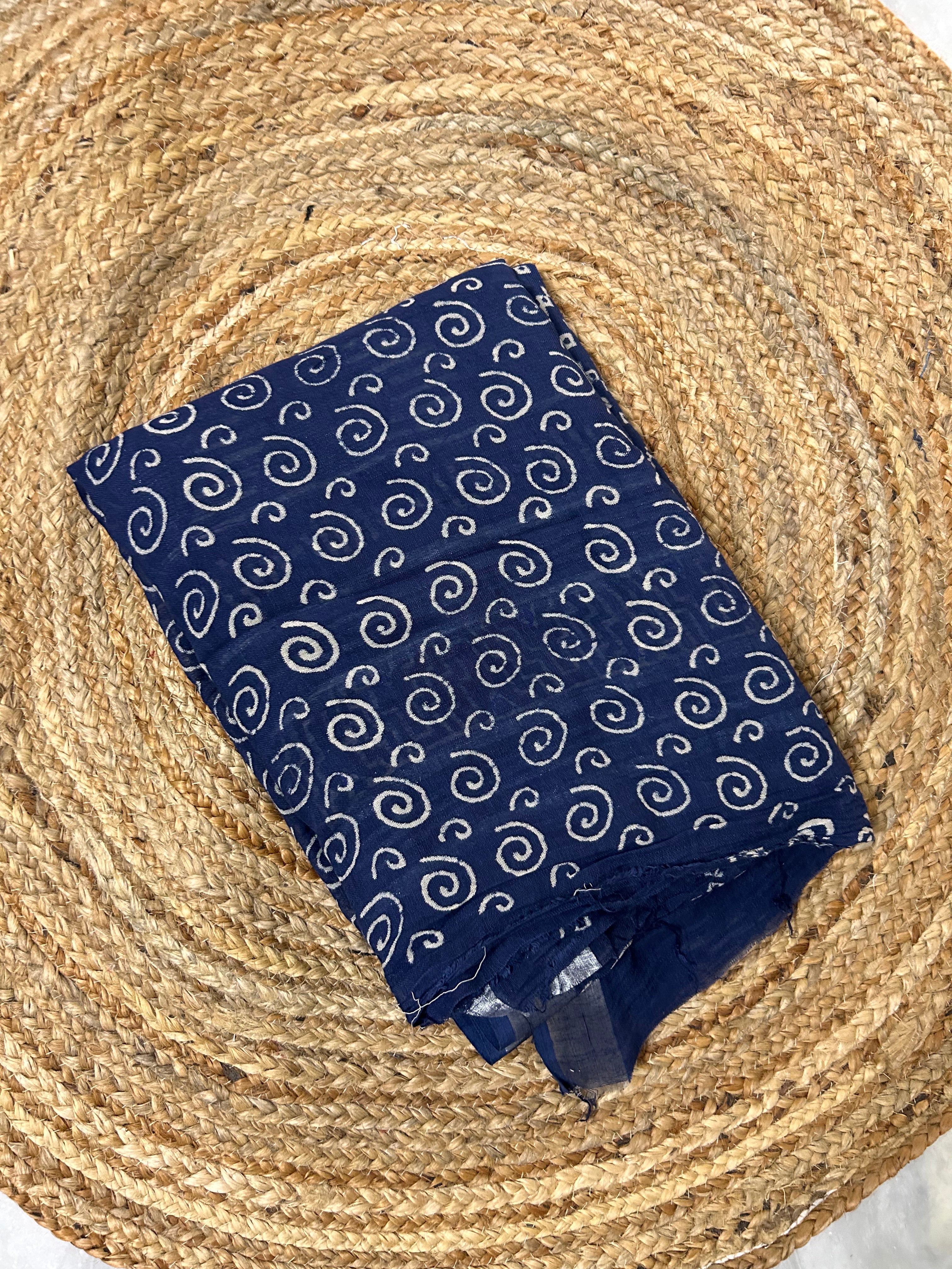 Navy Blue Linen cotton Embroidery Saree