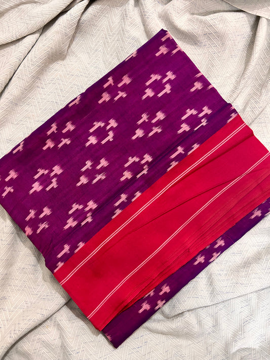 Violet Pochampally Ikkat Mercerised Cotton Handloom Saree