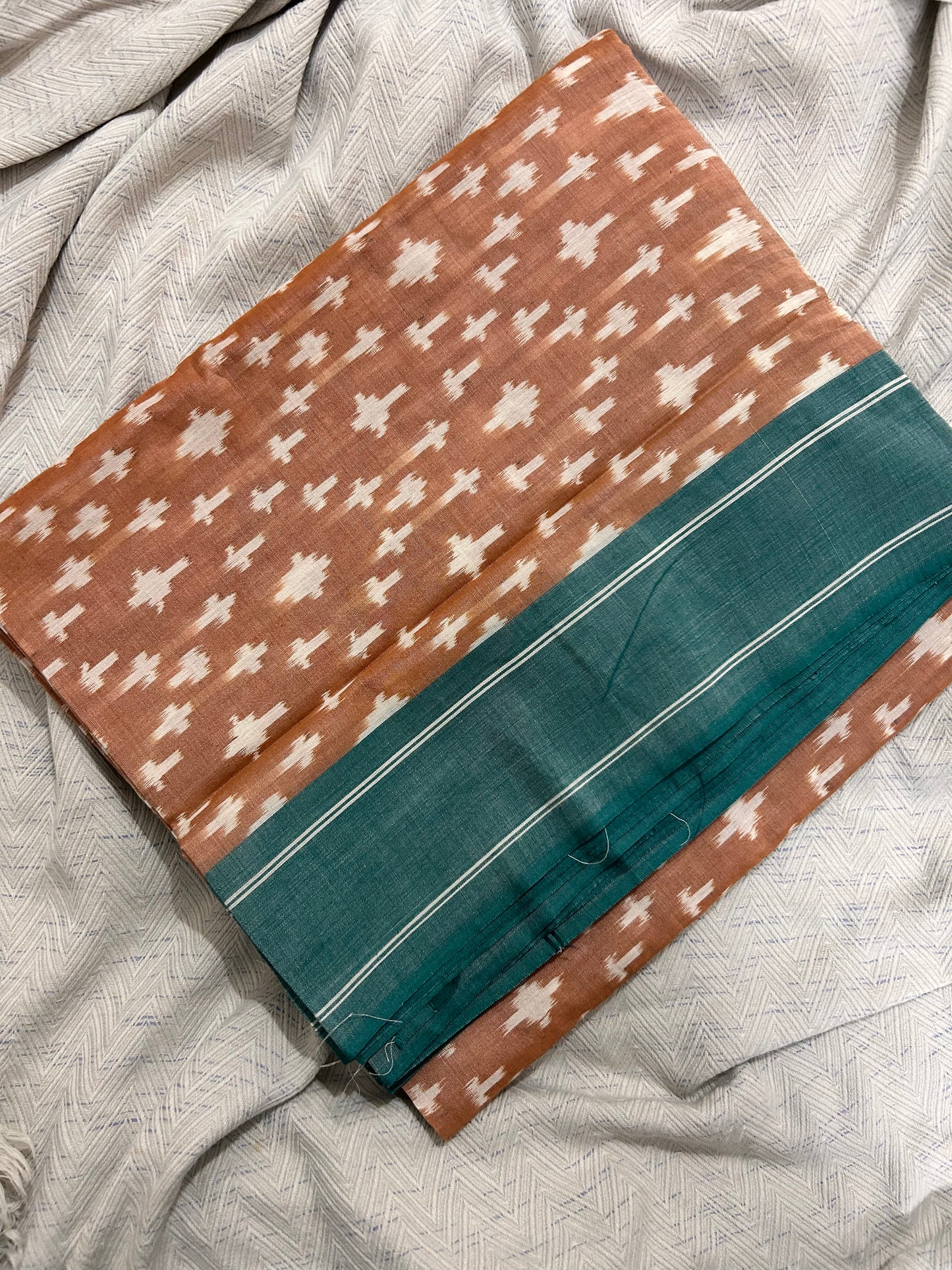 Light Brown Pochampally Ikkat Mercerised Cotton Handloom Saree