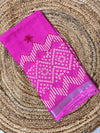 Pink Linen cotton Embroidery Saree