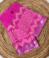 Pink Linen cotton Embroidery Saree
