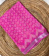 Pink Linen cotton Embroidery Saree
