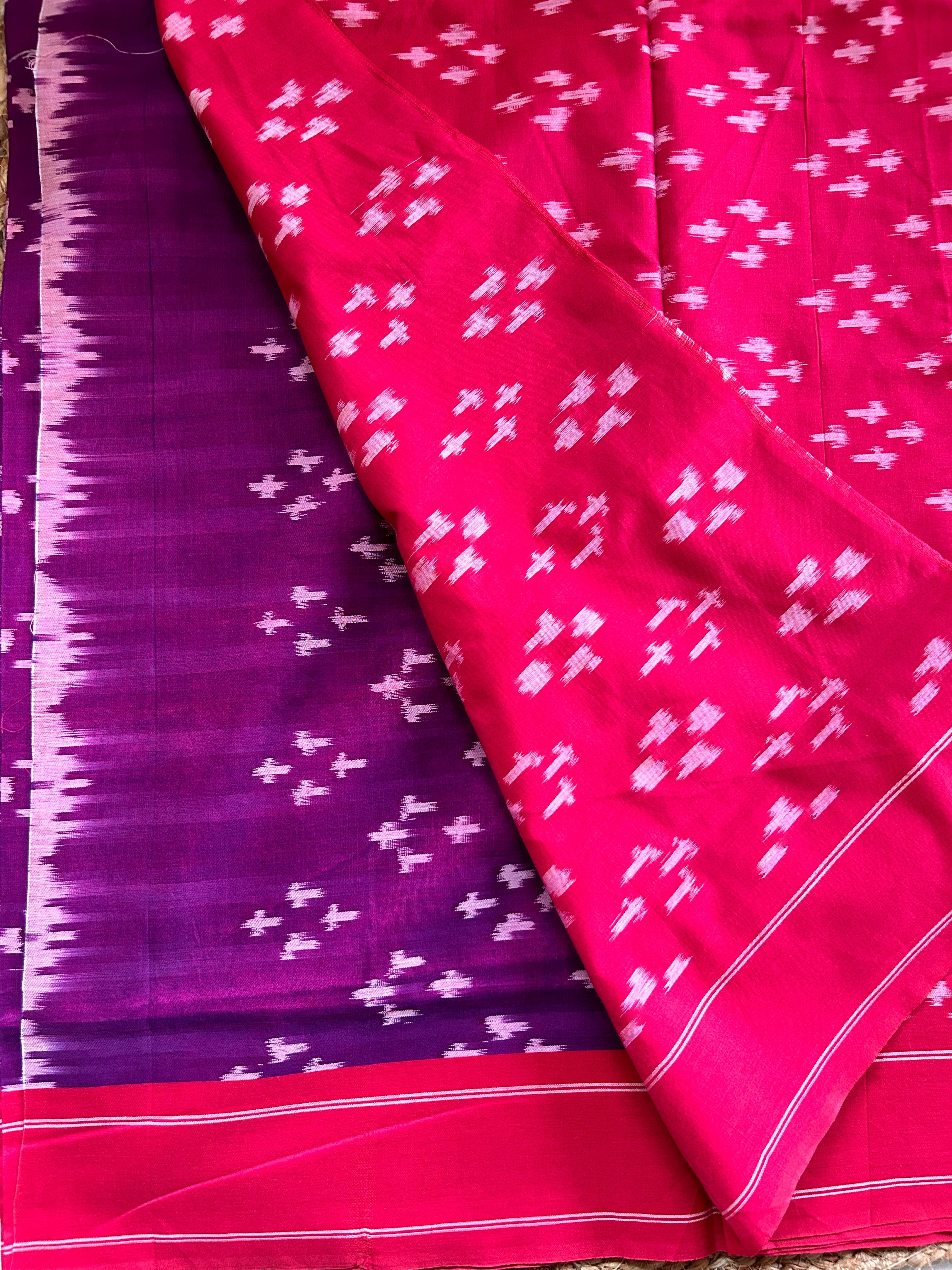 Violet Pochampally Ikkat Mercerised Cotton Handloom Saree