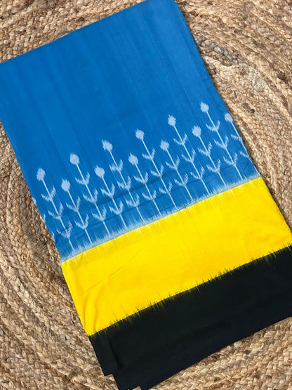 Blue Ikkat Handloom Cotton Saree