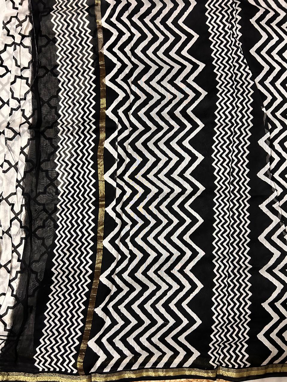 Black & White Chanderi Saree 1