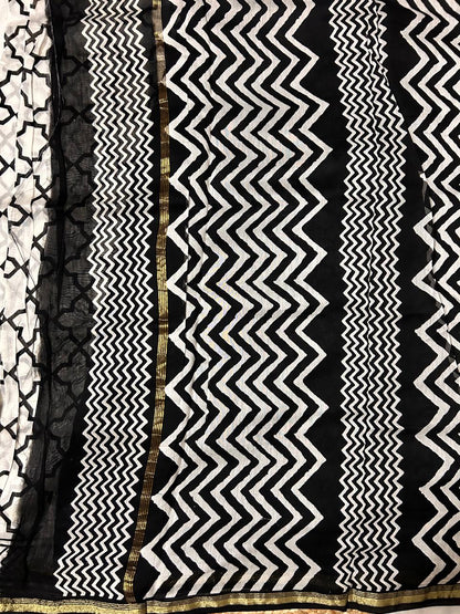 Black & White Chanderi Saree