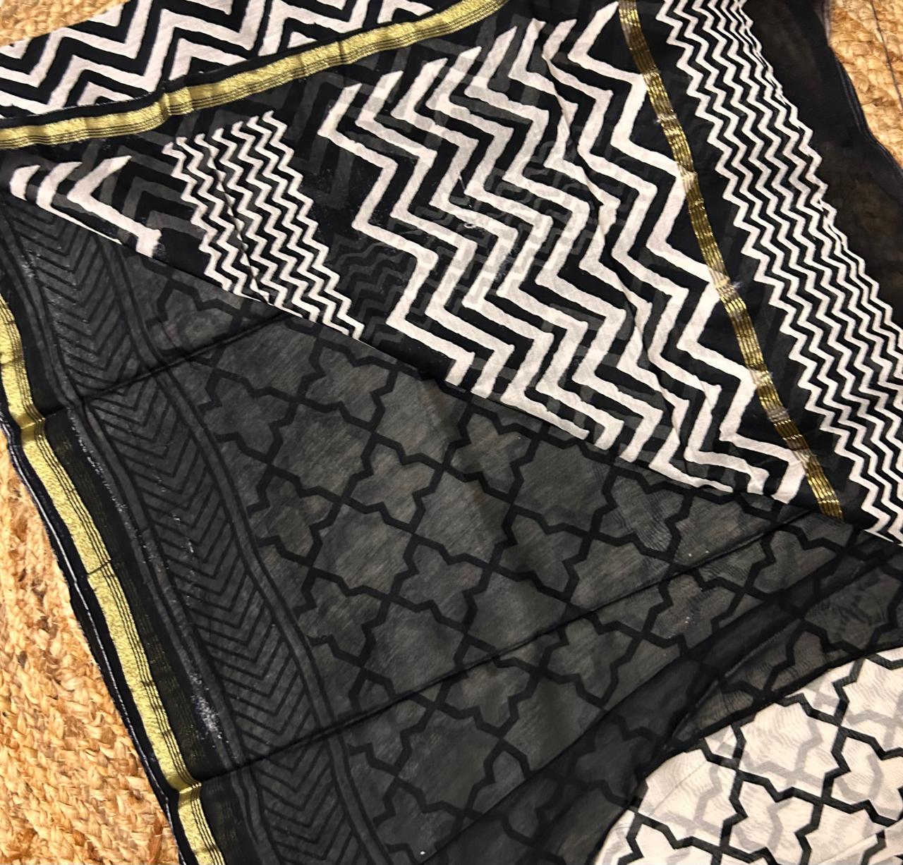 Black & White Chanderi Saree 1