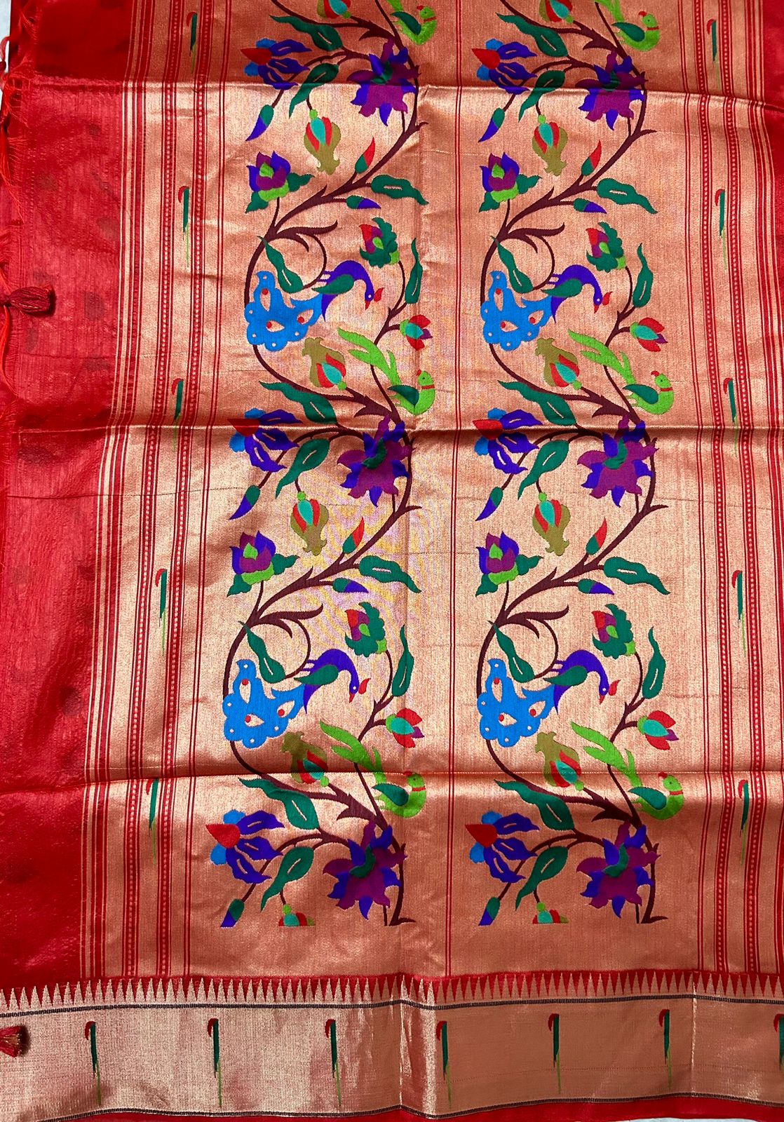 Red Semi-Paithani Saree
