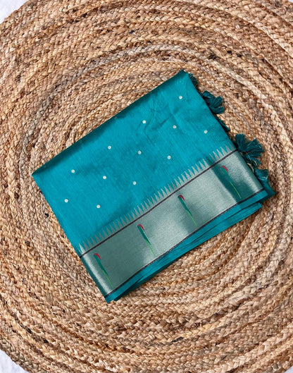 Turquoise Semi-Paithani Saree